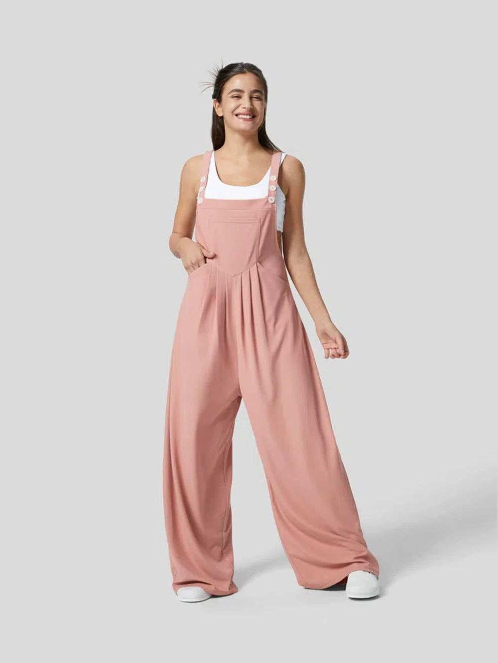 ZARA Knit Suspender Jumpsuit Waist Tuck Slimming Casual Comfortable